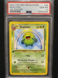 2001 Pokemon Neo Revelation 1st Edition Skiploom 52/64 PSA 10 Gem Mint - Image 1