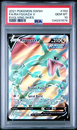 Rayquaza V 193/203 Full Art GEM MINT PSA 10. Pokemon SW&SH Evolving Skies - Image 1