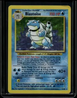 Pokemon TCG Blastoise 2/102 Base Set Holo Rare DMG - Image 1