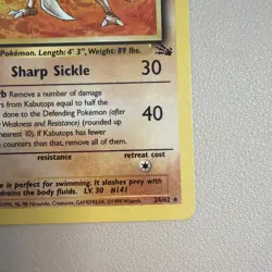 Pokemon TCG Kabutops 24/62 Fossil Unlimited Non-Holo Rare Vintage LP - Image 3