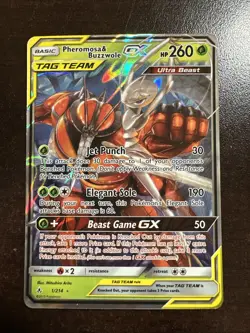 Pheromosa & Buzzwole GX 1/214 Pokemon TCG Unbroken Bonds BACK DMG - Image 1