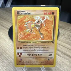 Pokemon TCG Hitmonlee Fossil 22/62 Unlimited Non-Holo Rare Vintage LP+/NM - Image 1