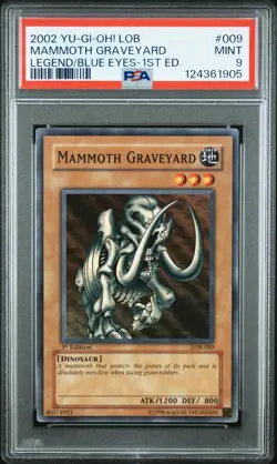 2002 YU-GI-OH! LOB-LEGEND OF BLUE EYES WHITE DRAGON #009 MAMMOTH GRAVEYARD PSA 9 - Image 1