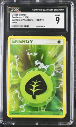 CGC 9 MINT Grass Energy 2006 EX Holon Phantoms 105/110 Holo Pokemon Card - Image 1
