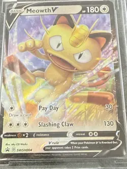 2019-2020 MEOWTH V POKEMON CARD #SWSH004 SWORD & SHIELD BLACK STAR BECKETT MINT - Image 1