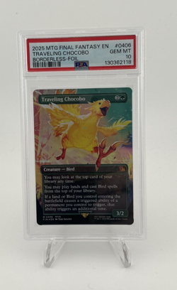 PSA 10 Traveling Chocobo (Borderless) Final Fantasy FOIL Magic the Gathering - Image 1