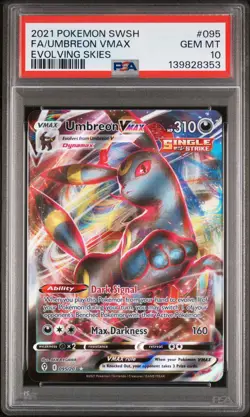 2021 POKEMON SWORD & SHIELD EVOLVING SKIES #095 FULL ART/UMBREON VMAX PSA 10 - Image 1
