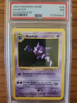 1999 Pokemon TCG Fossil Haunter Shadowless 29/102 PSA 7 - Image 1
