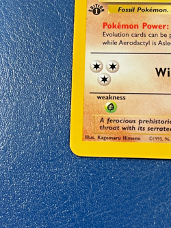 Pokemon Fossil AERODACTYL 1/62 Holo 1ST EDITION PRERELEASE - Image 5