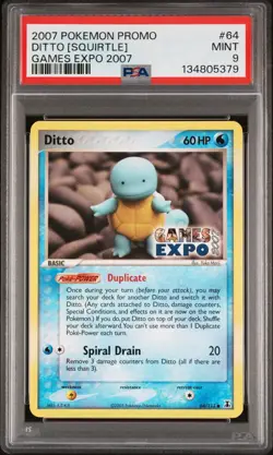 Pokemon Games Expo 2007 Promo Ditto Squirtle 64/113 PSA 9 POP 11 - Image 1