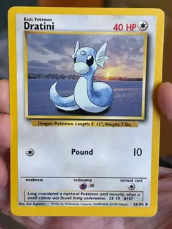 POKEMON DRATINI 26/102 UNCOMMON BASE SET NM CARD - Image 1
