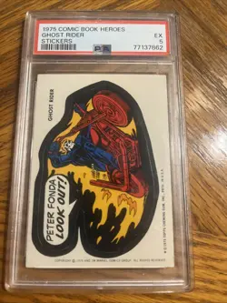 1975 Topps Marvel Super Heroes Sticker Ghost Rider #14 PSA 5 Sticker Card - Image 1
