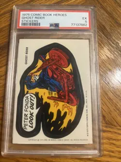 1975 Topps Marvel Super Heroes Sticker Ghost Rider #14 PSA 5 Sticker Card - Image 2