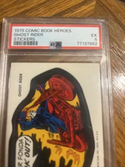 1975 Topps Marvel Super Heroes Sticker Ghost Rider #14 PSA 5 Sticker Card - Image 3