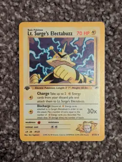 Lt. Surge's Electabuzz 006/132 Gym Heroes Holo Pokemon TCG Vintage Card - Image 1