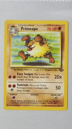 Primeape 43/64 Pokemon Card TCG Jungle Unlimited Non Holo LP - Image 1
