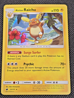 Pokemon TCG Alolan Raichu Crimson Invasion Reverse Holo Card 31/111 - LP --L27 - Image 1