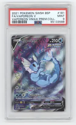 2021 POKEMON SWORD & SHIELD BLACK STAR PROMO VMAX VAPOREON V PSA 9 Q1887 - Image 1