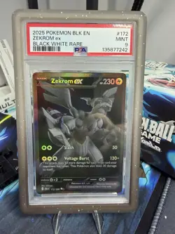 2025 Pokemon Zekrom Ex #172 Black White Rare PSA 9 Mint - Image 1