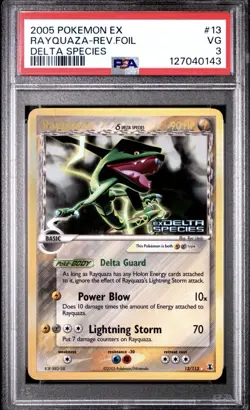 2005 POKEMON EX DELTA SPECIES #13 RAYQUAZA-REVERSE FOIL PSA 3 - Image 1