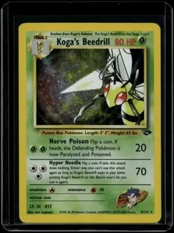 Pokemon TCG Koga's Beedrill 9/132 Gym Challenge Holo Rare DMG - Image 1