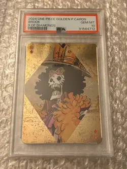 PSA 10 Brook One Piece Golden Playing Card Diamonds 9 Jump Festa 2024 Japan - Image 1