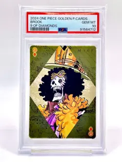 PSA 10 Brook One Piece Golden Playing Card Diamonds 9 Jump Festa 2024 Japan - Image 3