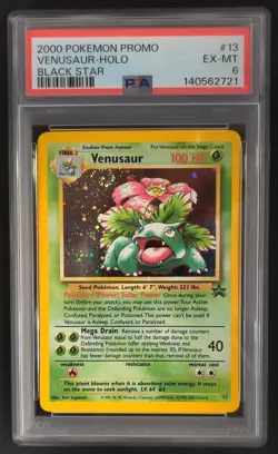 PSA 6 Venusaur 13 Holo Black Star Promo Nintendo Guide Pokemon Graded Card - Image 1