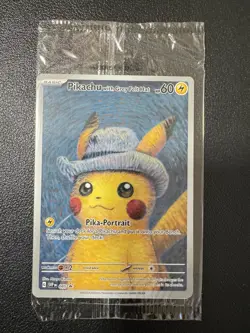 PIKACHU VAN GOGH WITH GREY FELT HAT SVP EN 085 PROMO POKEMON CARD-SEALED - Image 1