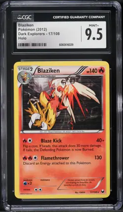 CGC 9.5 Blaziken Holo Rare B&W Dark Explorers 2012 Pokemon Card #17 - Image 1