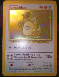 POKEMON TCG KANGASKHAN HOLOGRAPHIC CARD ERROR *NO SET SYMBOL #5/64 UNGRADED... - Image 1