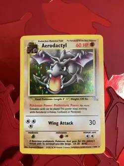 Pokemon TCG Aerodactyl Holo Rare Card Fossil, #1/62 LP - Image 1