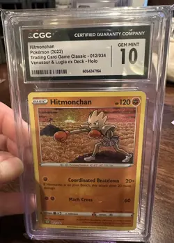 HITMONCHAN CGC 10 HOLO #012/034 VENOSAUR & LUGIA EX DECK CLASSIC 2023 POKEMON - Image 1