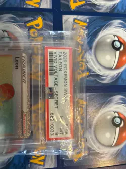 2020 Pokemon Vivid Voltage SWSH Leon PSA 8 Rainbow Secret Rare 195/185 - Image 3