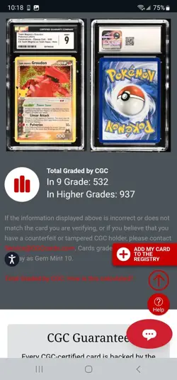 GROUDON Team Magma POKEMON 2021 CELEBRATIONS 9/95 TCG HOLO CGC MINT 9 - Image 2