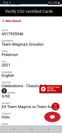GROUDON Team Magma POKEMON 2021 CELEBRATIONS 9/95 TCG HOLO CGC MINT 9 - Image 3