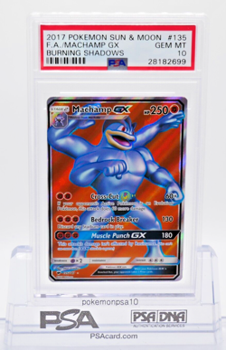 PSA 10 MACHAMP GX #135 POKEMON 2017 S&M BURNING SHADOWS FULL ART GEM MINT - Image 1