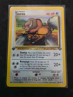 1999 Pokemon WOTC Tauros 47/64 Jungle 1st edition LP - Image 3