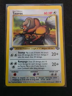 1999 Pokemon WOTC Tauros 47/64 Jungle 1st edition LP - Image 5