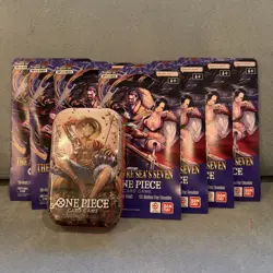 One Piece Lot - Monkey.D.Luffy Tin Vol. 2 + 7x OP14 Sleeved Booster Packs - Image 1