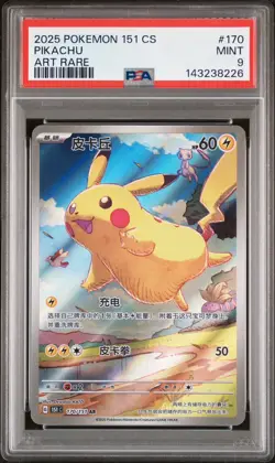 Pokemon Card PSA 9 Pikachu 151C Simplified Chinese Exclusive 170/151 AR Flying - Image 1