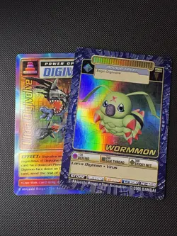 NM-DIGIMON DIGI-BATTLE HOLO- BOOSTER SERIES 3 -BO-110S WORMMON + Free Card - Image 1