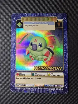 NM-DIGIMON DIGI-BATTLE HOLO- BOOSTER SERIES 3 -BO-110S WORMMON + Free Card - Image 2