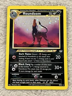Pokemon TCG Houndoom Neo Revelation Holo Card 8/64 Unlimited Rare HP - Image 1
