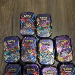 Lot Of 14 Pokemon Mega Evolution Empty Mini Tin Venusaur Lucario W/ Stickers - Image 2