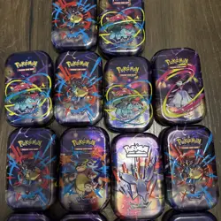 Lot Of 14 Pokemon Mega Evolution Empty Mini Tin Venusaur Lucario W/ Stickers - Image 3