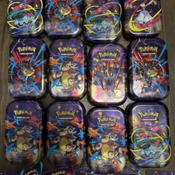 Lot Of 14 Pokemon Mega Evolution Empty Mini Tin Venusaur Lucario W/ Stickers - Image 4