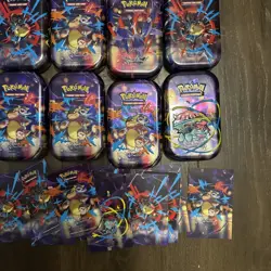 Lot Of 14 Pokemon Mega Evolution Empty Mini Tin Venusaur Lucario W/ Stickers - Image 5