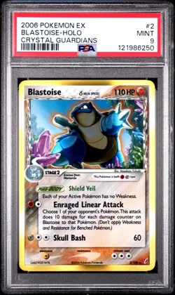Pokemon Blastoise EX Crystal Guardians Holo Rare #2 PSA 9 Mint 2006 - Image 1