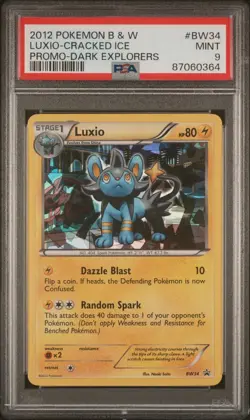 PSA 9 Mint Luxio Cracked Ice Holo 2012 Pokemon B & W Dark Explorers BSP #BW34 - Image 1